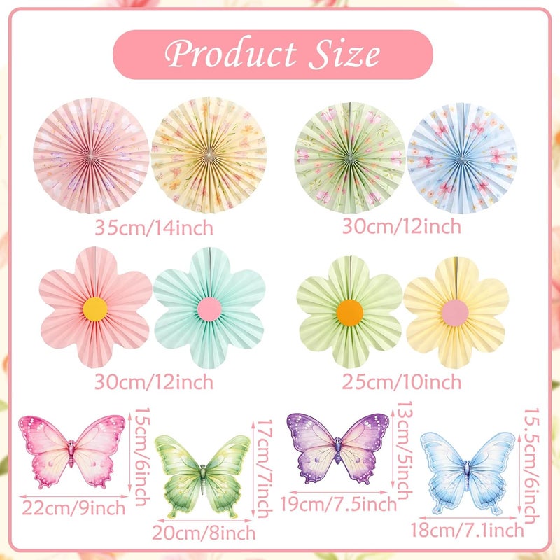 paper jazz Butterfly Flower Paper Fan,Pastel Party Decoration for Garden,Spring Paper Fans Floral Decorations for Wall Hanging Flower Decor Fairy Birthday Decorations Garland Backdrop for Tea Party Baby Shower. - Image 3